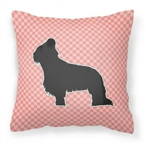 Carolines Treasures BB3626PW1818 Briard Checkerboard Pink Fabric Decorative Pillow