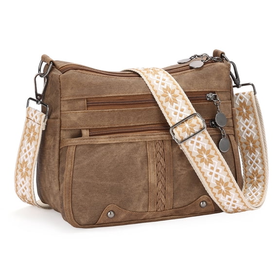 GAEKEAO Crossbody Bags for Women Soft Leather Large Capacity Multi Pocket Shoulder Purse with Adjustable Strap