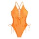 thumbnail image 5 of MKLEKYY Trajes De Baños Women Sexy Lace Up 1 Piece Swimsuit Deep V Neck Bathing Suits, 5 of 6