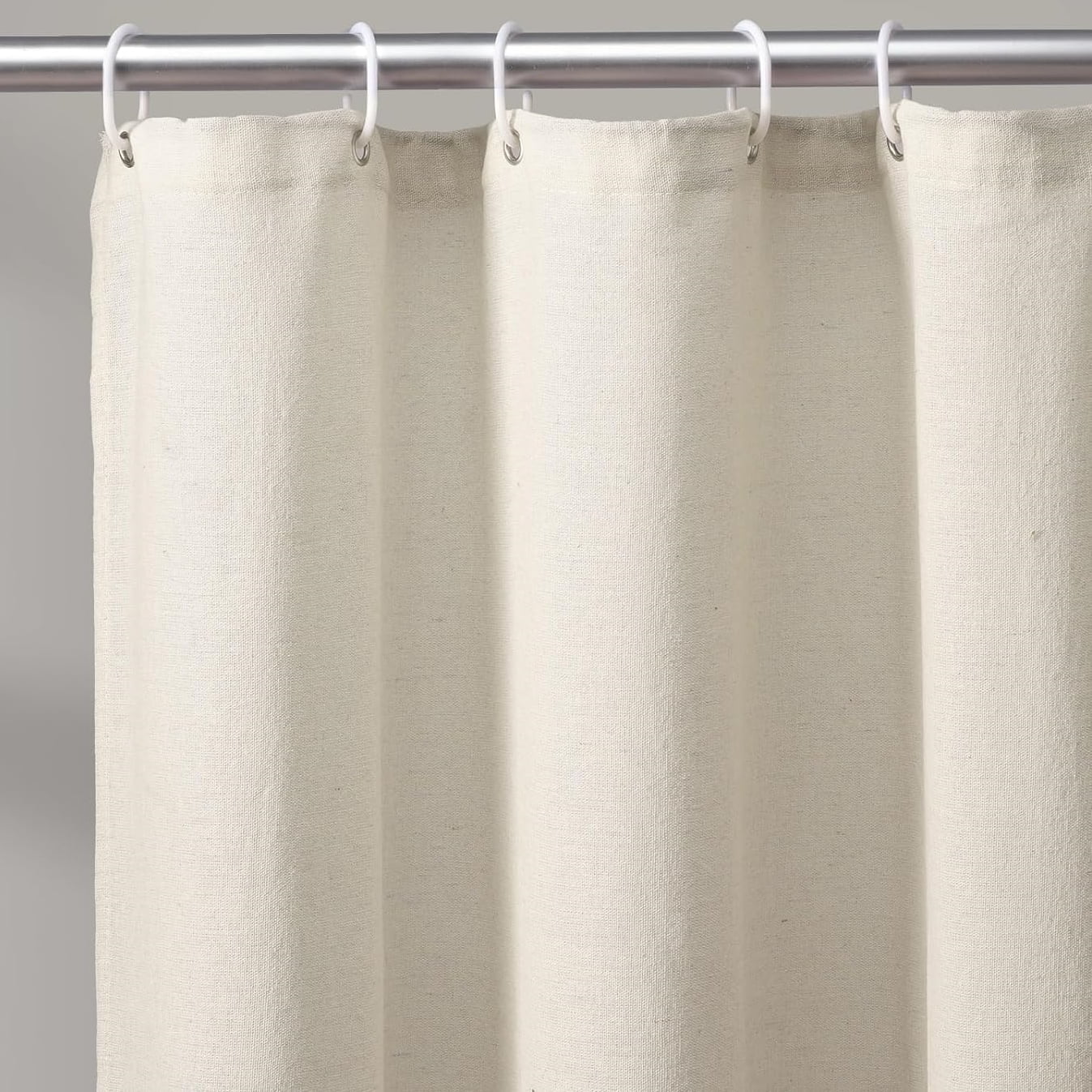 Psoiuetr Farmhouse Shower Curtain for Bathroom Linen and Cotton Woven Fabric Country Rustic Style Shower Curtain Set (Cream & Green, 72" L x 72" W)