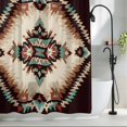 thumbnail image 2 of Brown Teal Red Boho Waterproof Shower Curtain, Large 72"x84" Washable Polyester Fabric Shower Curtains for Bathroom, Ethnic Vintage Geometric Abstract Decorative Bathtub Curtain Sets with Hooks, 2 of 9