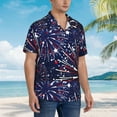 thumbnail image 5 of Daiia Red White Blue Fireworks 1 Hawaiian Shirt for Men Gentle Cotton Regular Short Sleeve Casual-Large, 5 of 9