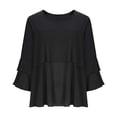 thumbnail image 7 of Laqbezok Chic Tiered Ruffle Sequin Top, Women's Round Neck Sparkly Loose Blouse, Elegant Evening Party Fashion Outfit, 7 of 7