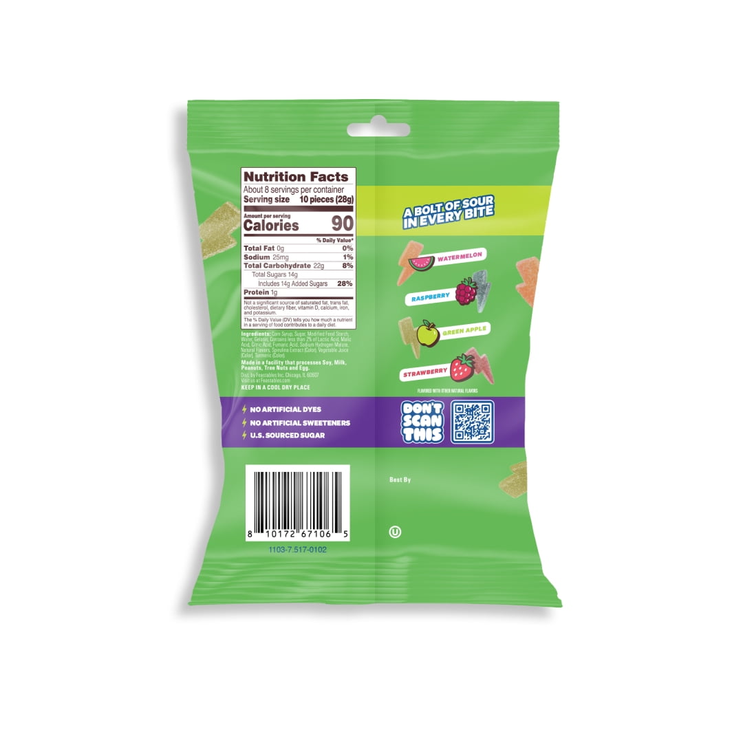 Feastables Mr Beast Sour Strikes, Assorted Flavor Sour Candy, 7.5 oz Bag