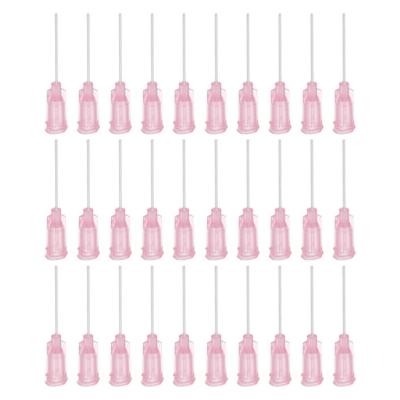 100Pcs 20G Dispensing Needles With Luer Lock, 1" PTFE Glue Needle Tube Flexible Needle Pink