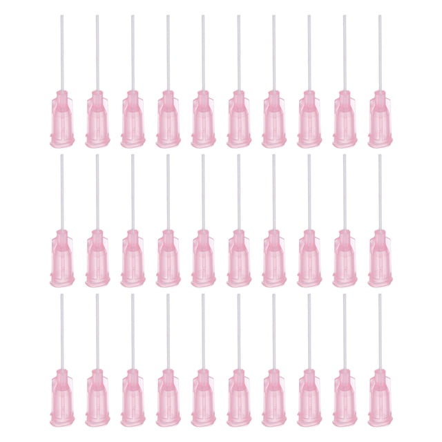 100Pcs 20G Dispensing Needles With Luer Lock, 1" PTFE Glue Needle Tube Flexible Needle Pink