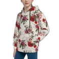 thumbnail image 2 of Picia Rose Flowers Pattern Youth Hoodie - Warm Pullover Sweatshirt with Kangaroo Pocket, Ideal for Boys and Girls-Small, 2 of 6