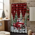 thumbnail image 5 of Christmas Shower Curtain Red Truck Pine Tree Forest Bathroom Curtains with Hooks, Waterproof Fabric Snowflake Reindeer Buffalo Plaid Bath Shower Curtains Set for Bathroom Bathtubs Decor 72x72 Inch, 5 of 9