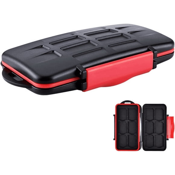 12 Slots SD SDHC SDXC Card Holder Case Professional Water-Resistant Anti-Shock Memory Card Storage Protector Wallet with Carabiner,3 Pcs