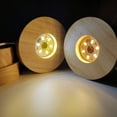 thumbnail image 4 of Pirámide de Base de madera con interruptor USB luz LED redonda Kuymtek adorno de luces nocturnas accesorios de decoración de mesa de dormitorio para el hogar luz cálidabl, 4 of 8
