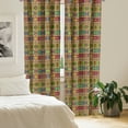 thumbnail image 2 of Ambesonne Ethnic Window Curtains, Traditional Geometric Plot, Each 28" W x 84" L, Lime Green and Purple, 2 of 4