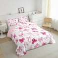 thumbnail image 3 of Manfei Ribbon Bow Knot Bedding Comforter Set,Girly Kawaii Bowtie Twin Comforter Sets,Rwhite Pink Bedding Set For Girls,Breathable Home Decor Reversible,2-Piece, 3 of 8