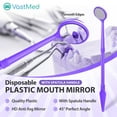 thumbnail image 2 of Disposable Dental Mirrors with Spatula Handle, Individually Wrapped, 100 Pack – Purple, 2 of 7