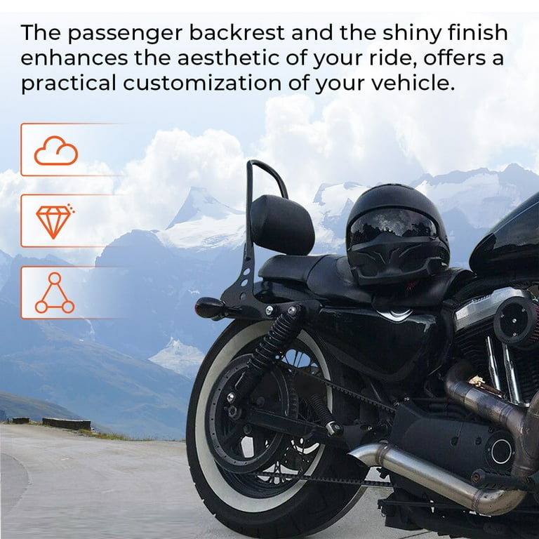 Glossy Black Sissy Bar Backrest Pad For Harley Sportster XL 883 & 1200 - Passenger Comfort Upgrade