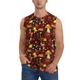 thumbnail image 2 of Fotbe Men's Warm Plants and Mushrooms Print Men's Sleeveless Muscle Tank Tops Casual T-Shirts for Gym Workout Beach-Small, 2 of 8