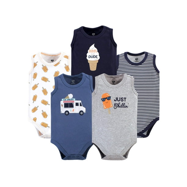 Hudson Baby Hudson Baby Boy Sleeveless Bodysuits, 5pack