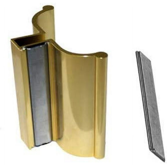 3" Bright Gold Frameless Shower Door Handle with Metal Strike and Magnet - Set