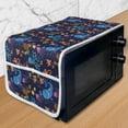 thumbnail image 1 of Underwater Microwave Oven Cover, Cartoon Drawn Sea Animals Whale Turtle Seahorse Crab Shell Waves, Water Resistant Organizer with Pockets for Kitchen, 36" x 12", Navy Blue and Multicolor, by Ambesonne, 1 of 4