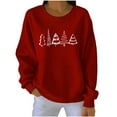 thumbnail image 2 of UQJfacai Christmas Sweatshirts for Women Christmas Tree Print Crewneck Sweater Ribbed Loose Fit Long Sleeve Xmas Holiday Pullover Tops, 2 of 4