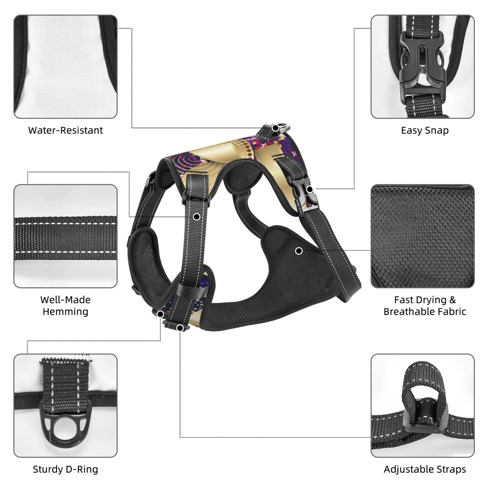 Vsdgher 2025 New Year 1 Dog Harness, No-Pull Pet Harness, Dog Vest, Pet Vest for Small to Large Dogs-Large