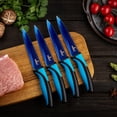 thumbnail image 3 of SiliSlick Juego de Cuchillos para Carne Cuchillos de Acero Inoxidable con Revestimiento de Titanio Iridiscente, 5 Pulgadas/12,7 Cm (4 Mangos Azules y Hoja Azul)., 3 of 4