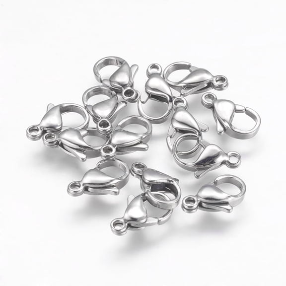 Resistant 304 Stainless Steel Lobster Claw Clasps Stainless Steel Color 12x7x3.5mm Hole: 1mm