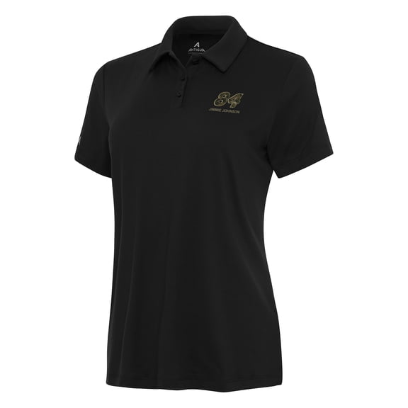 Women's Antigua Black Jimmie Johnson Reprocess Polo