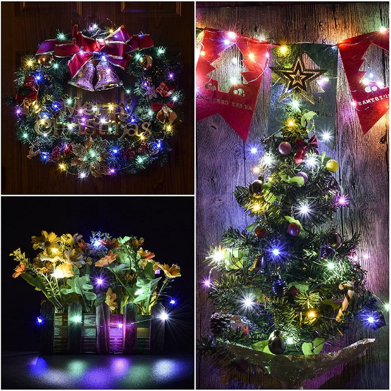 1pc Or 2pcs Christmas Fairy Lights Usb With Remote Control,33ft 100 Led  String Lights Remote Control, Timer & 8 Modes For Firefly Light Effect,  Purple Color, Garden, Party, Indoor Decoration