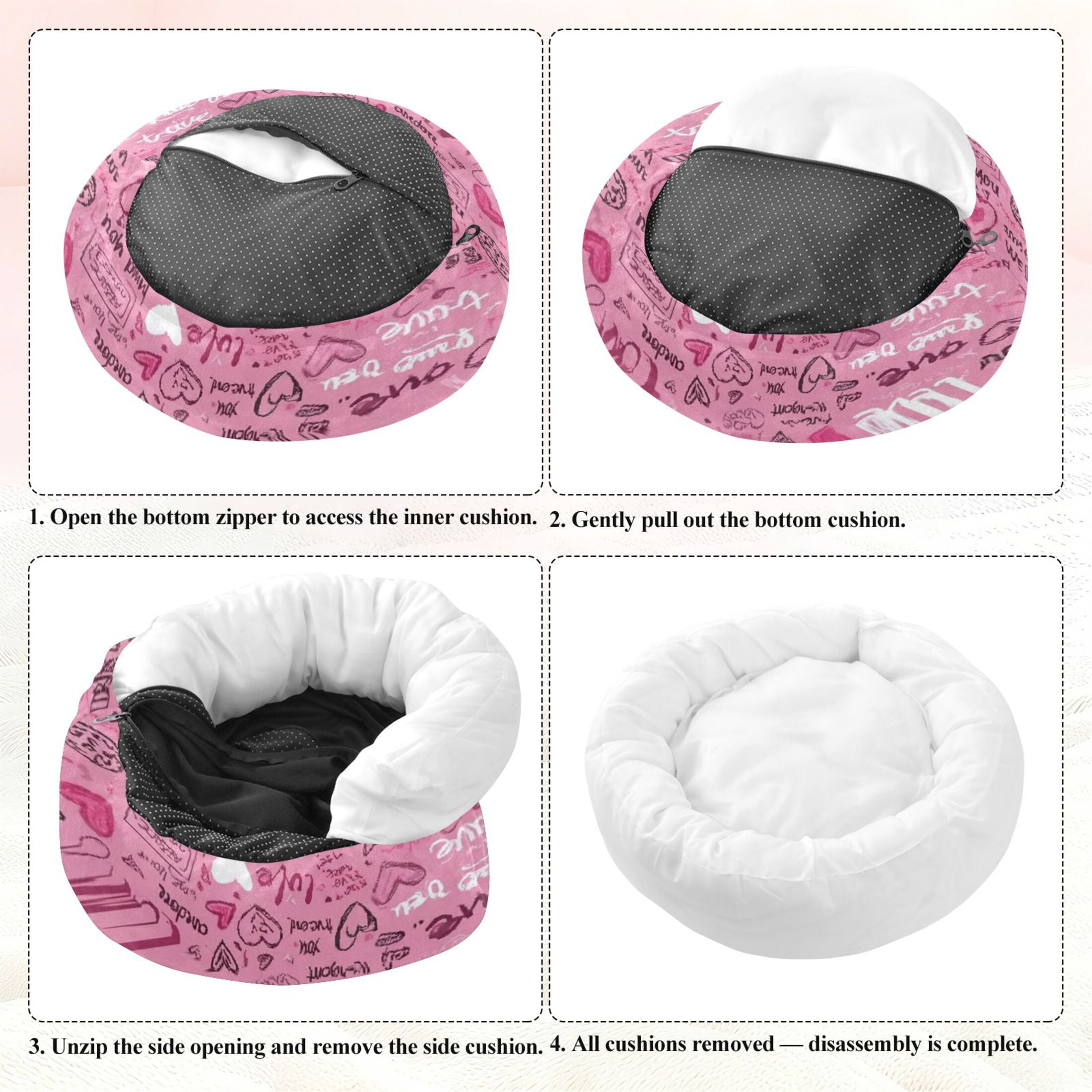 Iauyy Pet Couch Donut Cat Bed for Indoor Cats/Small Dogs Washable & Machine with Non-slip Bottom Calming Cat Furniture, Written in Color (M)