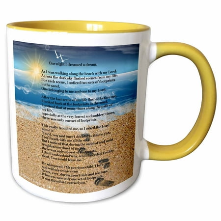 

Footprints in the Sand on Beach with Poem 11oz Two-Tone Yellow Mug mug-204469-8