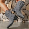 thumbnail image 2 of Tao Tao Ankle Boots Women Retro Western Cowboy Boots Patchwork Half Boots with Heel Half-high Comfortable Slip-On Shoes Half-high Winter Boots Gray 42, 2 of 8