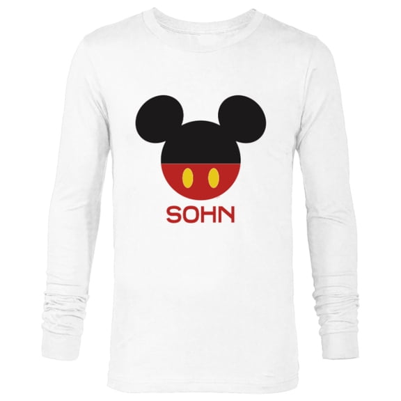 Disney Mickey Mouse Red Shorts Icon Sohn Family German- Long Sleeve T-Shirt for Men - Customized-White