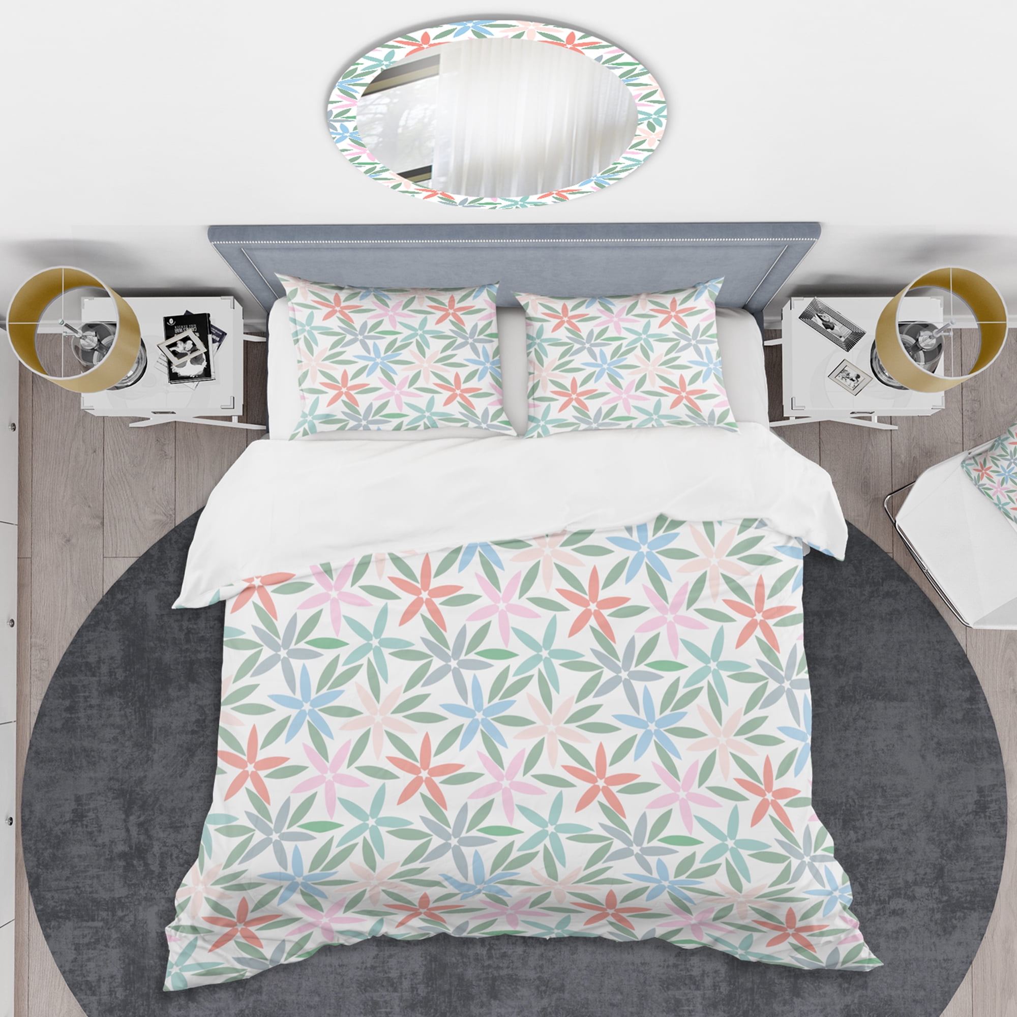 Designart 'Retro Abstract Flower Design III' Mid-Century Modern Duvet Cover Set
