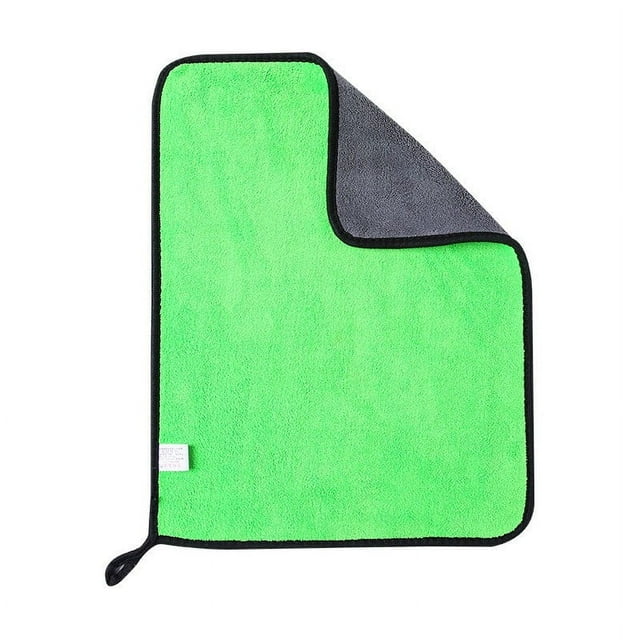 Toalla de lavado de autos de dos colores de vellón coral, toalla de auto multifuncional, paño de limpieza de doble cara absorbente engrosado
