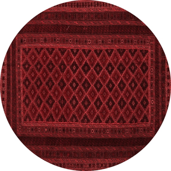 Ahgly Company Indoor Round Abstract Red Contemporary Area Rugs, 4' Round