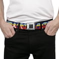 thumbnail image 3 of Buckle-Down Belt, Seatbelt Buckle Belt, Geometric Triangles Stripe Red White Blues Yellow, 30 to 44 Inches, 3 of 9