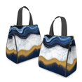 thumbnail image 2 of Blue and Gold Marble Pattern Insulated Lunch Bag for Women Men, Large Portable Soft Cooler Tote, Thermal Food Storage Bag with Pearl Cotton, 8.66L, 8.75"x5.75"x9.5", 2 of 6