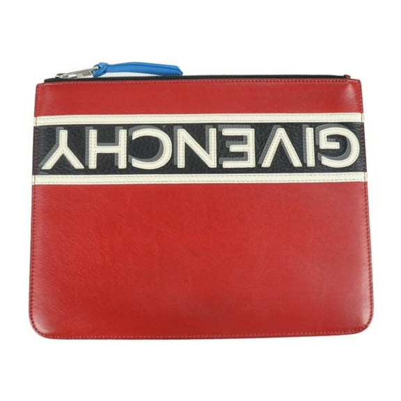 Pre-Owned GIVENCHY Pouch Second Bag Leather Red Black White Clutch 2107063008158R1