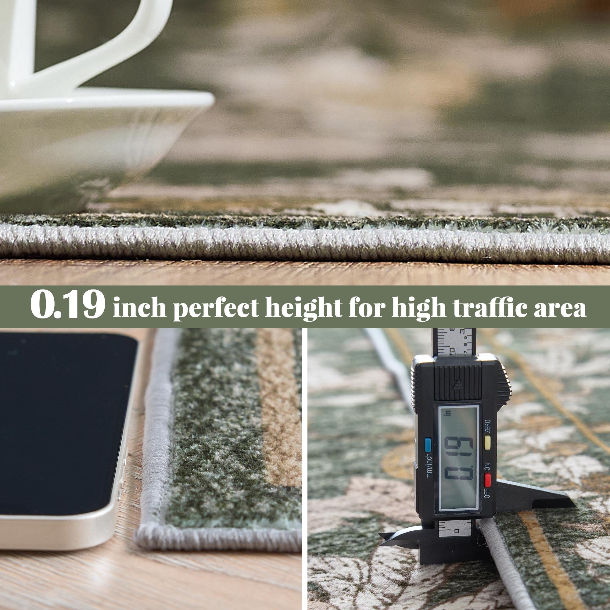 RUGKING Area Rugs For Living Room 5X7 Washable Oriental Rug Floral Print Mat Thin Traditional Carpet For Bedroom Hallway Kitchen Orange/Green
