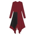 thumbnail image 6 of Alvivi Womens Long Sleeve Metallic Liturgical Praise Dance Dress Church Worship Lyrical Costume Black&Burgundy L, 6 of 7
