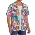 thumbnail image 2 of Sikiie Watercolor Owl Men's Wrinkle Free Untucked Cuban Shirt Business Casual Button Down Shirts Short Sleeve ShirtX-Large, 2 of 5