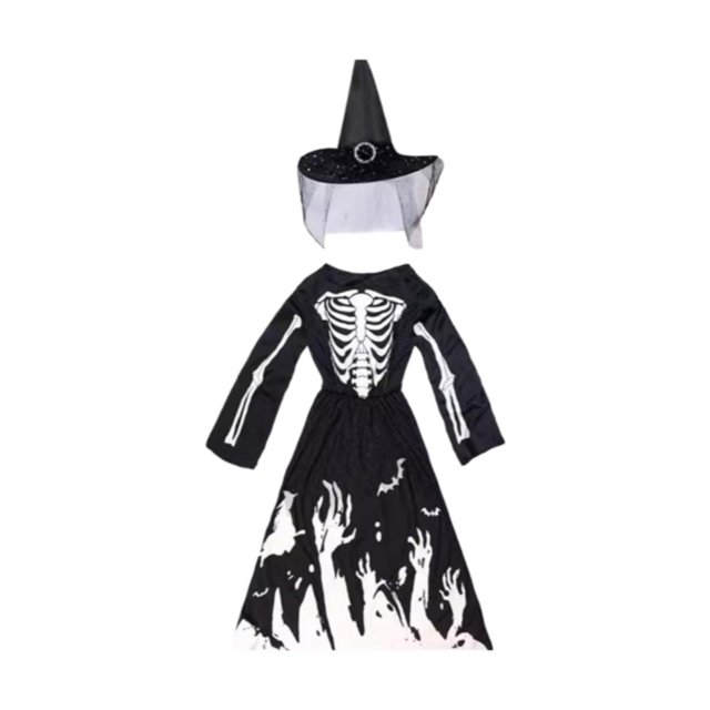 BELOVING Robe de Costume de Squelette d'Halloween Décor pour Performances sur Scène Carnaval Fête L