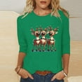 thumbnail image 2 of LiMoi Women's Holiday Reindeer Graphic Blouse 3/4 Sleeve Round Neck Comfort Fit Shirt Tees Tshirts Tops for Women My Items, 2 of 5