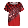 thumbnail image 3 of UoCefik Women's Tunic Tops Summer Short Sleeve Shirts Square Neck Casual Loose Fitted Tee Blouse Red XL, 3 of 6