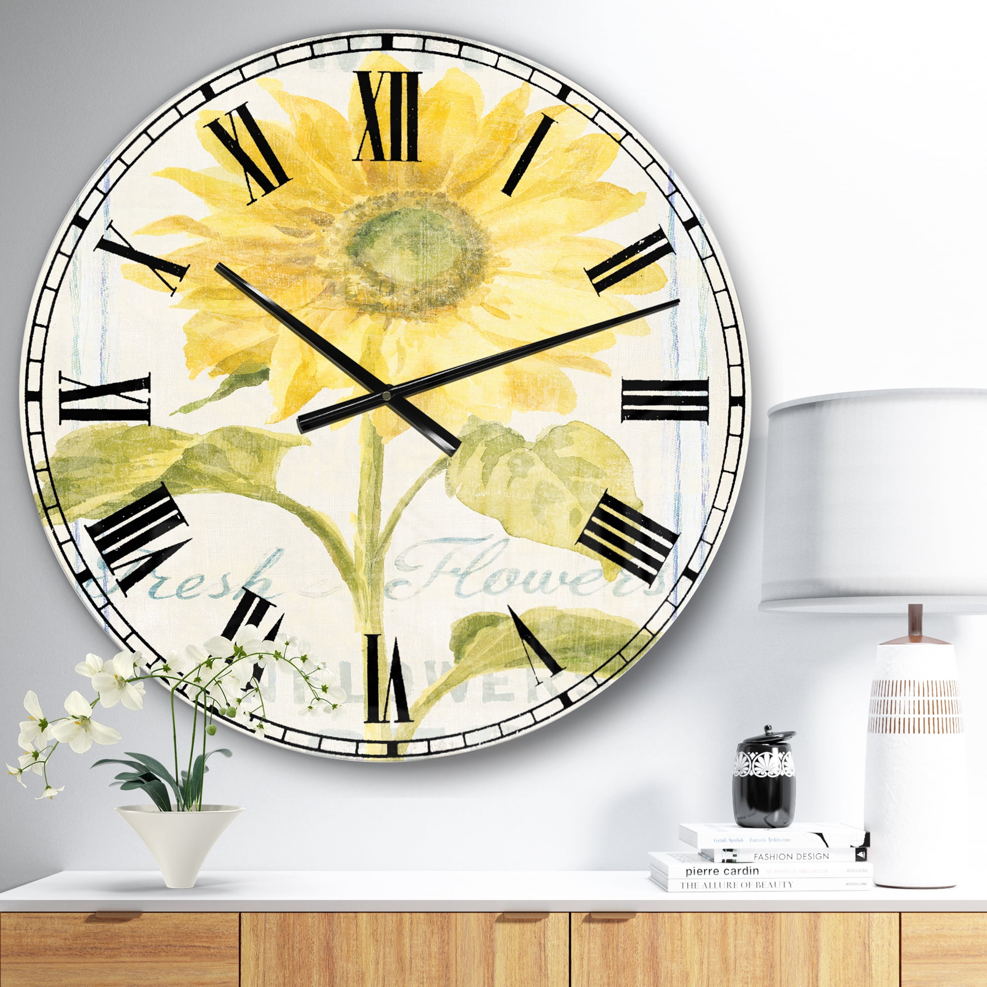 Designart 'Floursack Florals II' Farmhouse wall clock