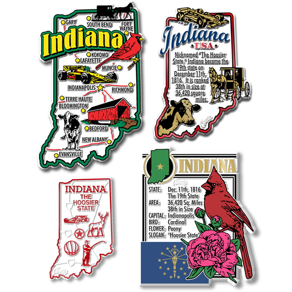 Details about   Indiana Four-Piece State Magnet Set by Classic Magnets Includes 4 Designs 