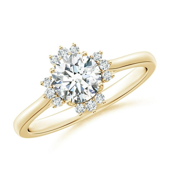 ANGARA Lab Grown Diamond Halo Engagement Ring for Women in 14K Yellow Gold (Size-5.9mm| Color-F-G| Clarity-VS) | April Birthstone, Anniversary, Jewelry Gift for Women | Lab-Grown Diamond Ring