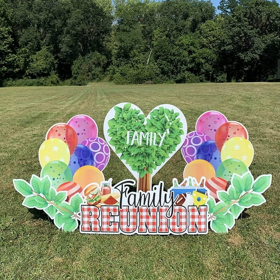 VictoryStore Family Reunion Yard Sign Decoration Set, Outdoor Family Reunion Decorations, 6pcs, Includes 6 EZ and 6 Short Stakes, 19526