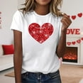 thumbnail image 2 of T-shirts pour Femmes de la Saint-Valentin 2026 Mode Manches Courtes Col Rond avec Cœur Graphique, 2 of 4