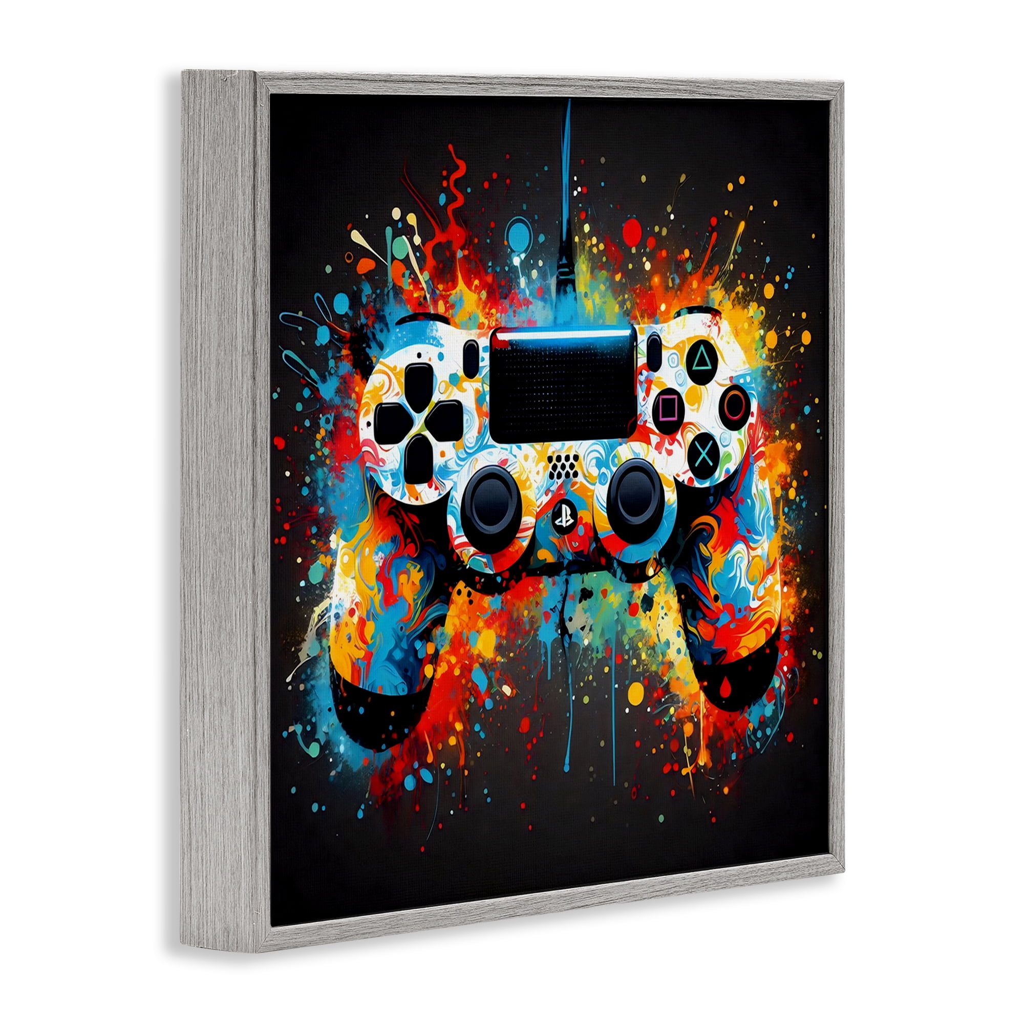 Stupell Industries Colorful Controller Swirl Gray Framed Giclee Art, design by Creative Studio